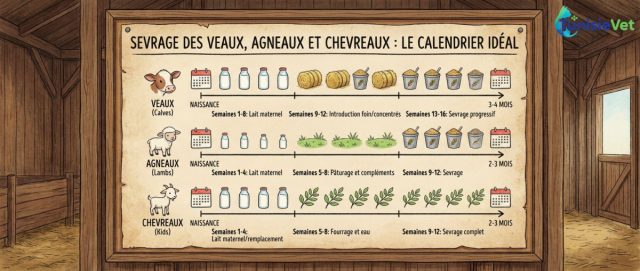 Sevrage des veaux, agneaux et chevreaux : le calendrier idéal